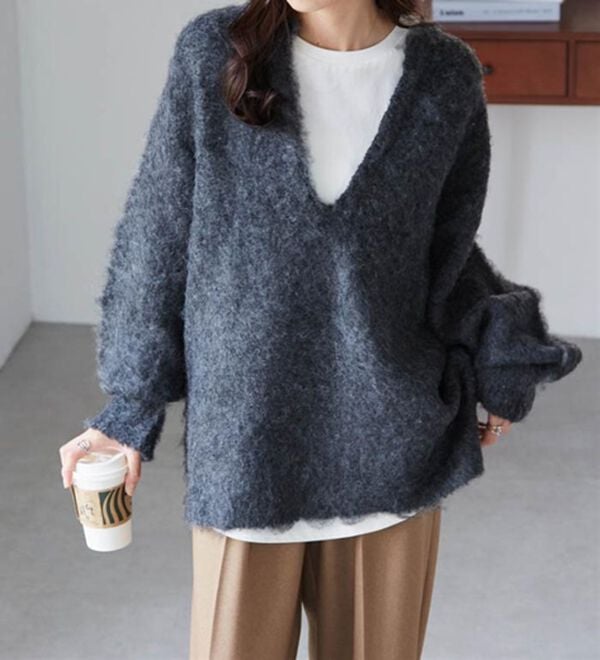 RANAN（ラナン）の「ディープキーネックシャギーニット（ニット・セーター）」｜詳細画像