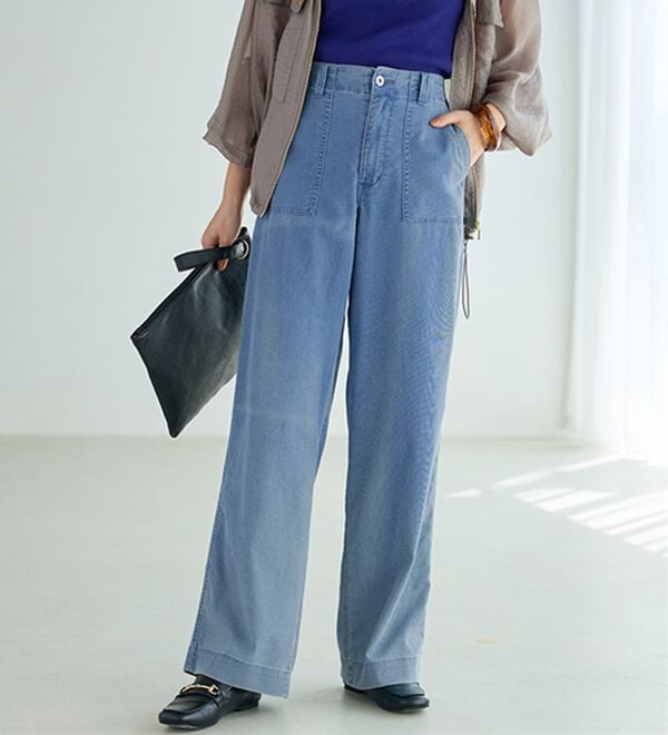 BELLUNA（ベルーナ）の「新感覚！メッシュデニムワイドパンツ（フルレングスパンツ）」｜詳細画像