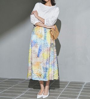 RANAN（ラナン）の「機能付！袖レース切替ロング丈カットソー（チュニック）」｜詳細画像