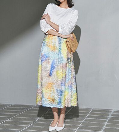 RANAN（ラナン）の「機能付！袖レース切替ロング丈カットソー（チュニック）」