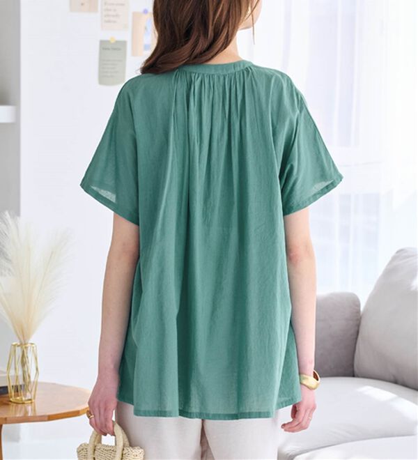 Viola e Viola（ヴィオラ エ ヴィオラ）の「【インド綿】レース付き前開きブラウス（ブラウス）」｜詳細画像