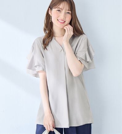 alotta（アロッタ）の「【接触冷感】フリル袖チュニックブラウス（チュニック）」