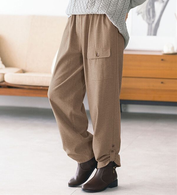 ルフラン（ルフラン）の「＜ｆｕ－ｕ＞綿１００％　両面起毛裾デザインパンツ（その他パンツ）」｜キャメルベージュ