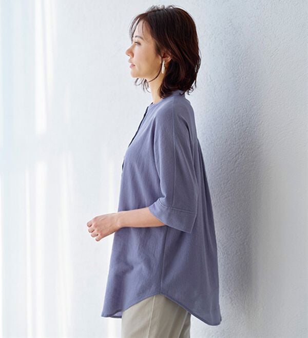 BELLUNA（ベルーナ）の「綿１００％ワッシャー素材ゆったりドルマンブラウス（ブラウス）」｜詳細画像