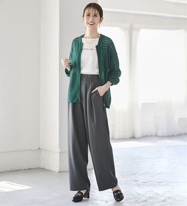 BELLUNA（ベルーナ）の「お腹スッキリ！ダブルインタックワイドパンツ（フルレングスパンツ）」｜詳細画像