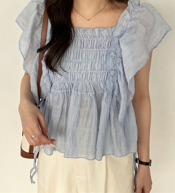 GeeRA（ジーラ）の「フリルシャーリングブラウス（ブラウス）」｜詳細画像