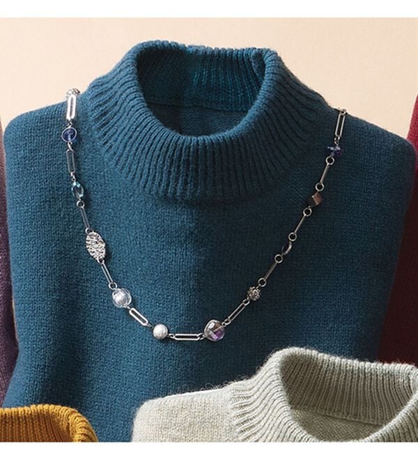 ルフラン（ルフラン）の「選べる！洗えるぬくもりウール１００％セーター（ニット・セーター）」｜ターコイズ