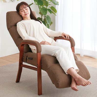 「脚までくつろぐ高さが調整できるレバー式高座椅子（椅子・チェア・スツール）」