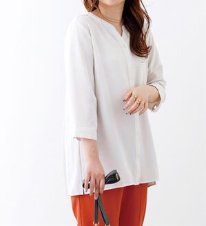 BELLUNA（ベルーナ）の「【新色追加】機能付！バックプリーツチュニック（チュニック）」｜オフ白