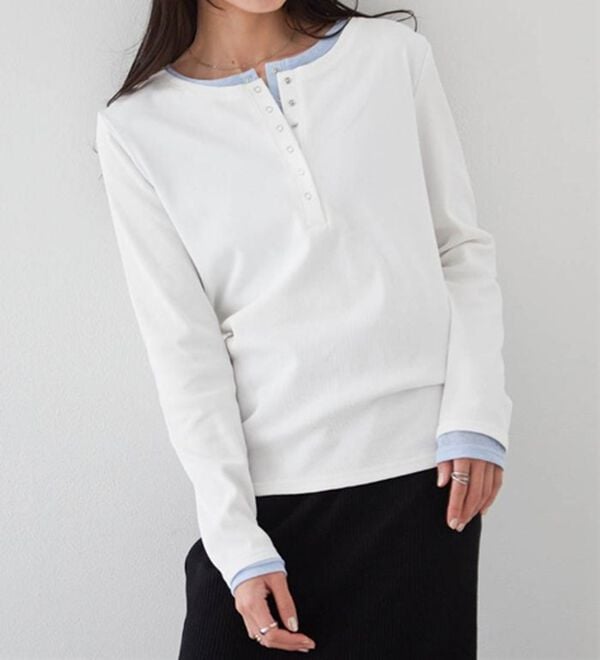 RANAN（ラナン）の「レイヤードヘンリーネックリブTシャツ（カットソー）」｜詳細画像