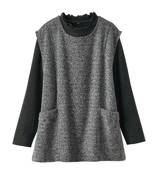 BELLUNA（ベルーナ）の「【2点セット】ブークレ素材ポケットデザインアンサンブル（アンサンブル）」｜詳細画像