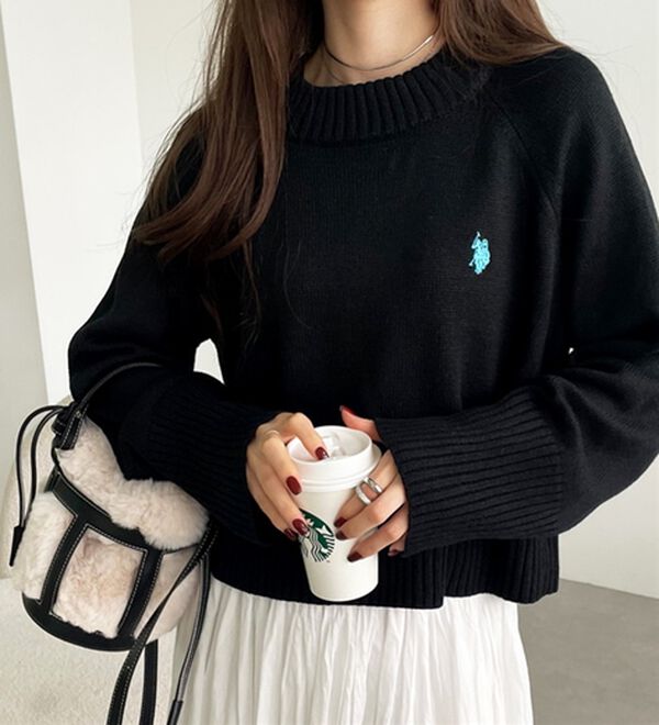 GeeRA（ジーラ）の「【ＵＳ．ＰＯＬＯ　ＡＳＳＮ】ショート丈ニット（ニット・セーター）」｜詳細画像