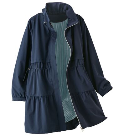 BELLUNA（ベルーナ）の「春のお出かけに！はっ水裏ストライプスプリングコート（ハーフコート）」