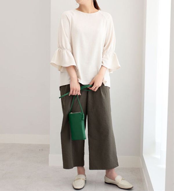 BELLUNA（ベルーナ）の「【吸水速乾・ＵＶ対策・接触冷感】ビンテージ調ボタン使いワイドパンツ（ワイドパンツ・ガウチョ）」｜詳細画像