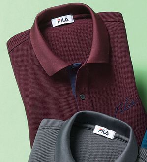 「＜フィラ＞裏起毛ワッフルポロシャツ（メンズポロシャツ）」｜ダークワイン