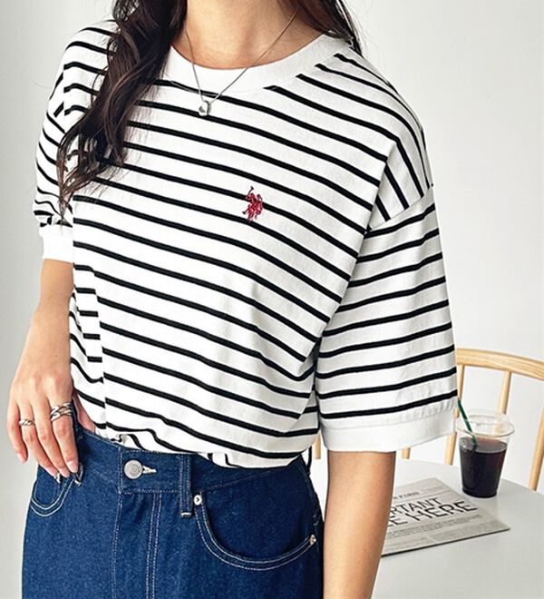 GeeRA（ジーラ）の「【ＵＳ．ＰＯＬＯ．ＡＳＳＮ】ライン配色Ｔシャツ（Tシャツ）」｜詳細画像