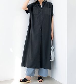 BELLUNA（ベルーナ）の「綿１００％涼やかワンピース（その他ワンピース）」｜チャコール