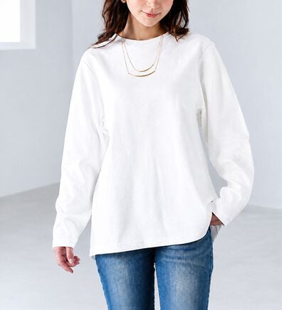 A HAPPY MARILYN（アハッピーマリリン）の「【大きいサイズ】【Ｍ～８Ｌ／選べるシルエット・袖丈】綿混ベーシックＴシャツ（Tシャツ）」