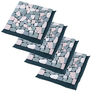 「防草シート付天然石マット４枚組（ガーデニング・園芸用品）」｜1