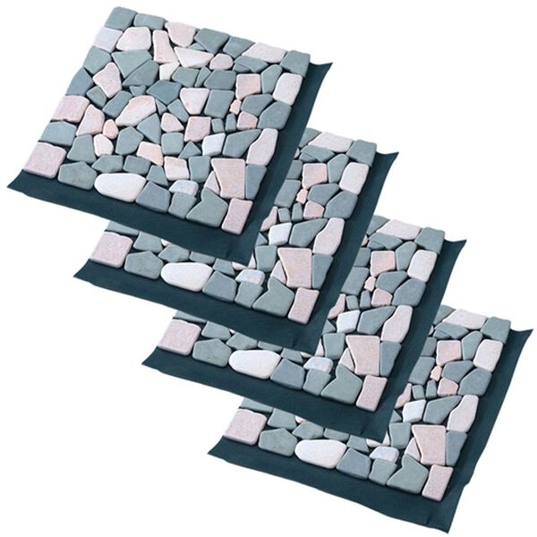 「防草シート付天然石マット４枚組（ガーデニング・園芸用品）」｜1