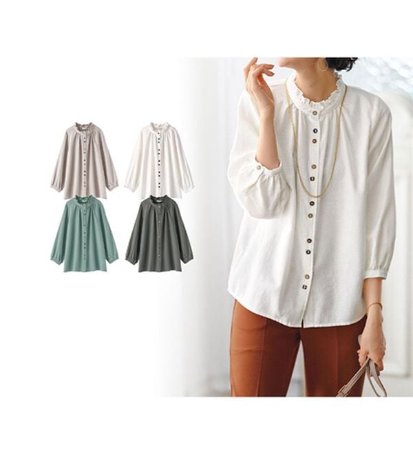 BELLUNA（ベルーナ）の「ビエラ素材フリルデザインブラウス（ブラウス）」｜詳細画像