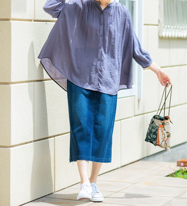 BELLUNA（ベルーナ）の「スラブ素材ギャザーデザインブラウス（ブラウス）」｜詳細画像