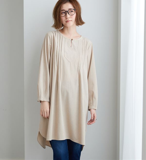 BELLUNA（ベルーナ）の「コーデュロイ素材ピンタック使いワンピース（その他ワンピース）」｜詳細画像