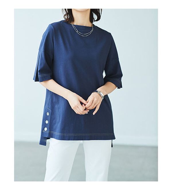 BELLUNA（ベルーナ）の「ひんやりキシリトール加工綿１００％プルオーバー（カットソー）」｜詳細画像