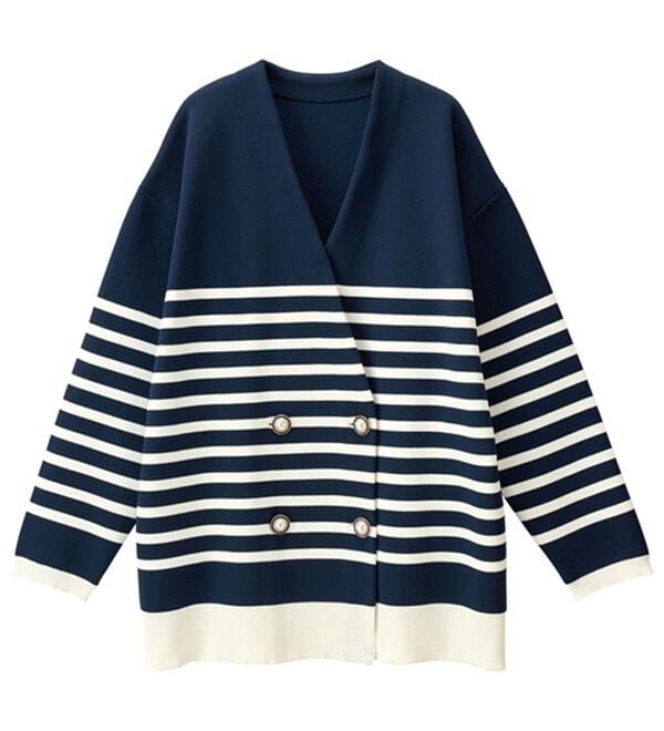 RANAN（ラナン）の「レトロボタンボーダーニットカーディガン（ニットカーディガン）」｜詳細画像