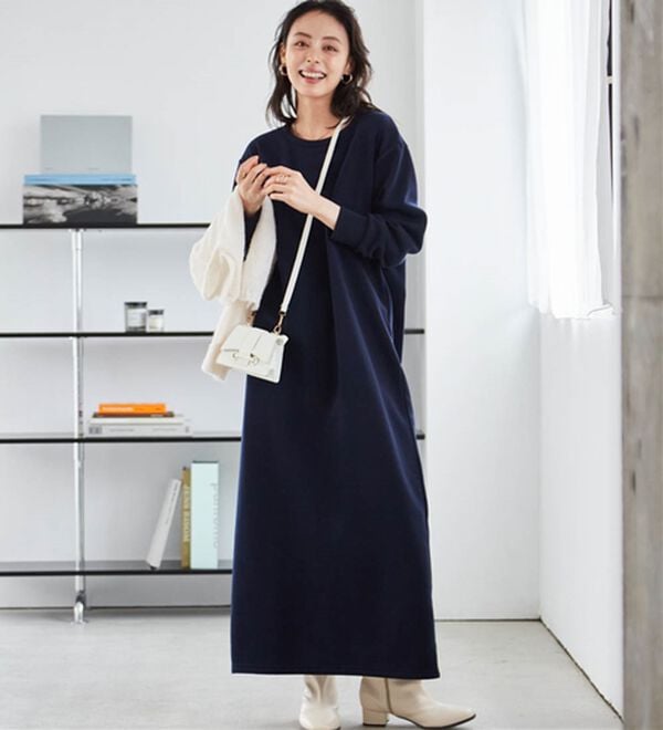 選べる2丈】裏起毛シンプルバックスリットワンピース - ベルーナ【公式】