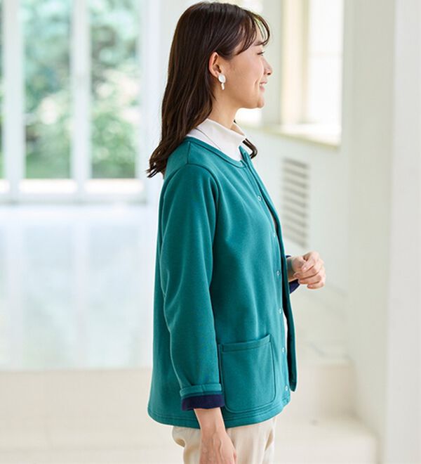 BELLUNA（ベルーナ）の「パチパチしにくい！静電気防止裏フリース配色カーディガン（その他カーディガン）」｜詳細画像