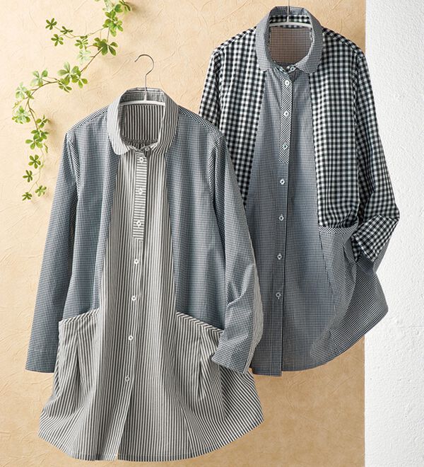 BELLUNA（ベルーナ）の「【２枚組】クレイジー切替チュニック（チュニック）」｜詳細画像