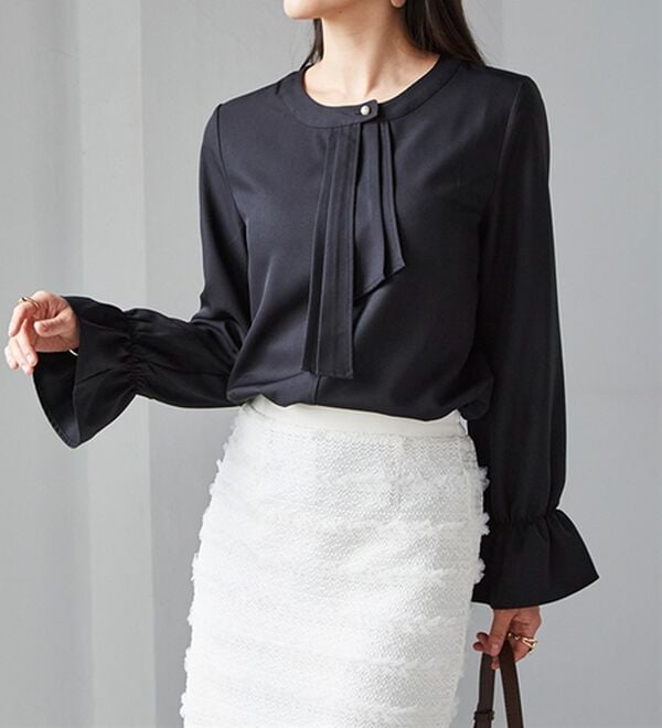 RANAN（ラナン）の「パール付きボウタイブラウス（ブラウス）」｜詳細画像