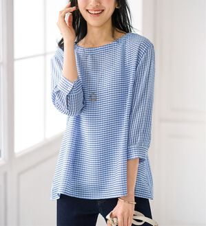 BELLUNA（ベルーナ）の「リップル素材切替デザインブラウス（ブラウス）」｜詳細画像