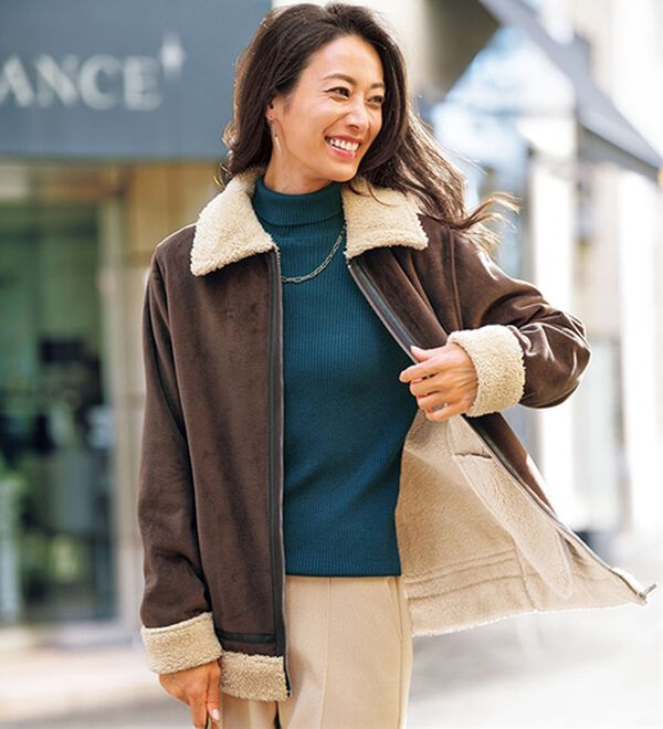 BELLUNA（ベルーナ）の「防風ベロア素材ミドル丈コート（ブルゾン）」｜詳細画像