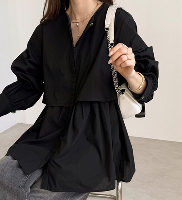 GeeRA（ジーラ）の「羽織にもなる！ペプラムシャツチュニック（チュニック）」｜詳細画像