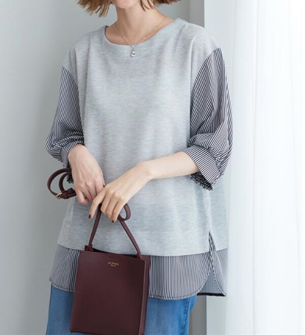 BELLUNA（ベルーナ）の「ラメ調素材シャツフェイクチュニック（チュニック）」｜詳細画像