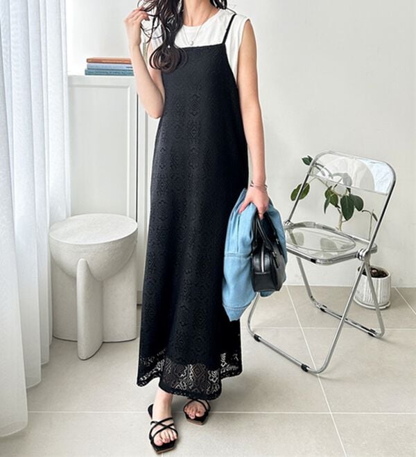 GeeRA（ジーラ）の「前後２ＷＡＹパネルレースキャミワンピース（その他ワンピース）」｜詳細画像