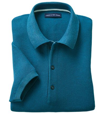 「＜コムルヴァン・オム＞大人の逸品！ざっくり編みのニットポロシャツ（メンズシャツ）」