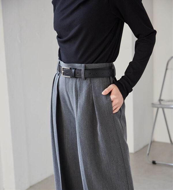 RANAN（ラナン）の「ウール調２タックワイドパンツ（フルレングスパンツ）」｜詳細画像