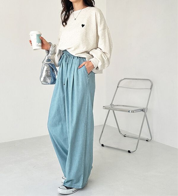 接触冷感】穿いて感動！キレイ見えする楽ちんワイドデニムパンツ