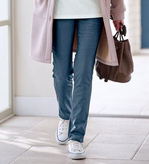 BELLUNA（ベルーナ）の「前身中わたであったか！すっきりパンツ（フルレングスパンツ）」｜デニム調