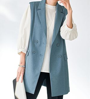 BELLUNA（ベルーナ）の「コーデの主役！麻調素材カラージレ（ジレ）」｜ブルー