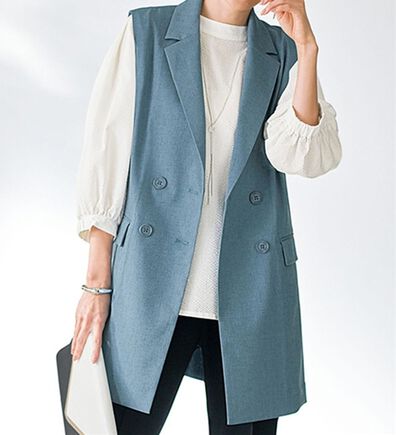 BELLUNA（ベルーナ）の「コーデの主役！麻調素材カラージレ（ジレ）」