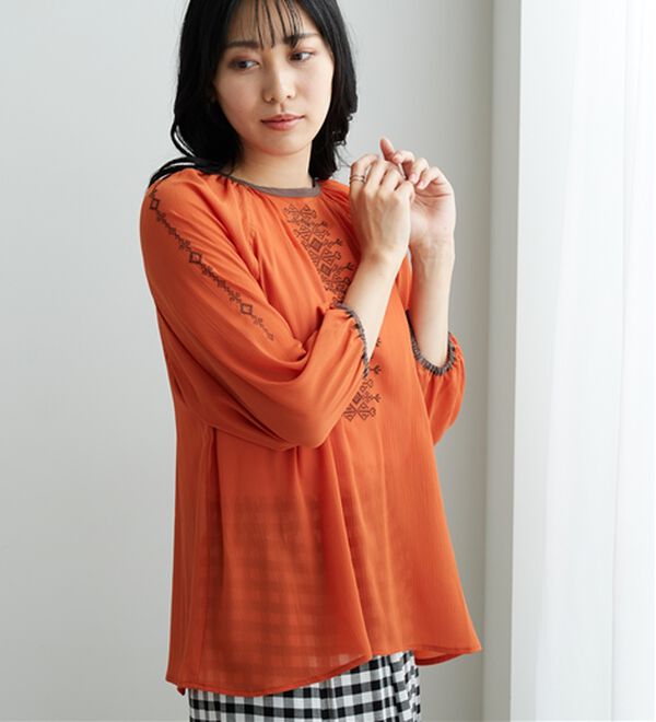 BELLUNA（ベルーナ）の「シフォン素材刺しゅうデザインブラウス（ブラウス）」｜詳細画像