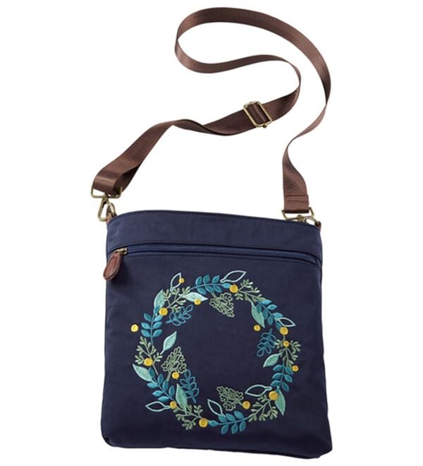 BELLUNA（ベルーナ）の「フラワー刺しゅう軽量ショルダーバッグ（ショルダーバッグ）」｜ネイビー