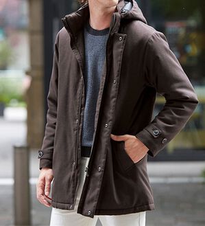 「＜コムルヴァン・オム＞ウール調ハーフコート（メンズコート）」｜ブラウン