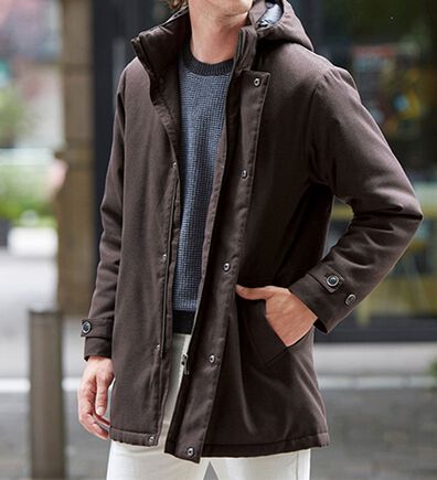 「＜コムルヴァン・オム＞ウール調ハーフコート（メンズコート）」