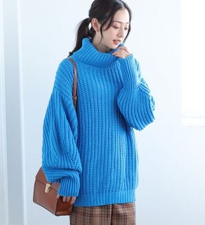 A HAPPY MARILYN（アハッピーマリリン）の「【Ｌ～４Ｌ】カラーを楽しむおしゃゆるチャンキーニット（ニット・セーター）」｜詳細画像