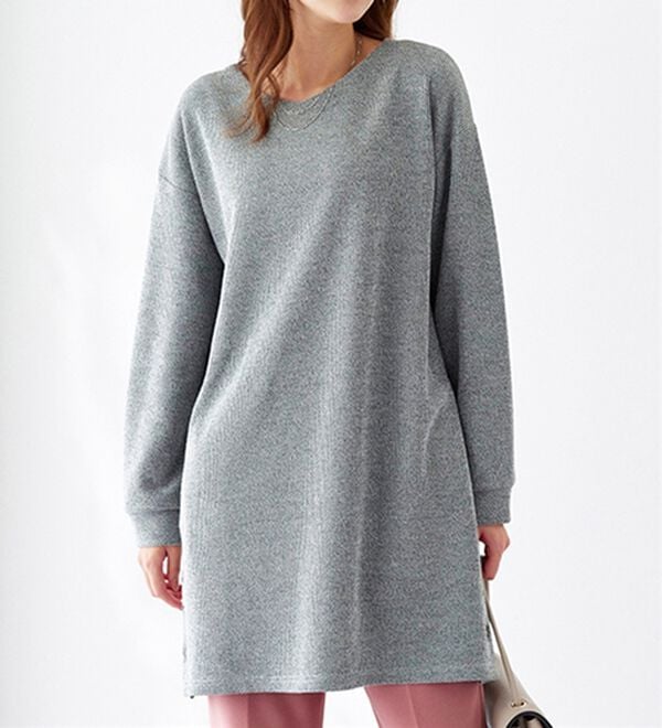 BELLUNA（ベルーナ）の「ニット見え素材裾ボタンチュニックワンピース（チュニック）」｜詳細画像